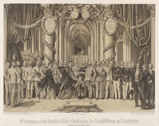 Herinnering aan de plechtige sluitsteenlegging van de Rudolfstichting in het Rudolfspital 1864